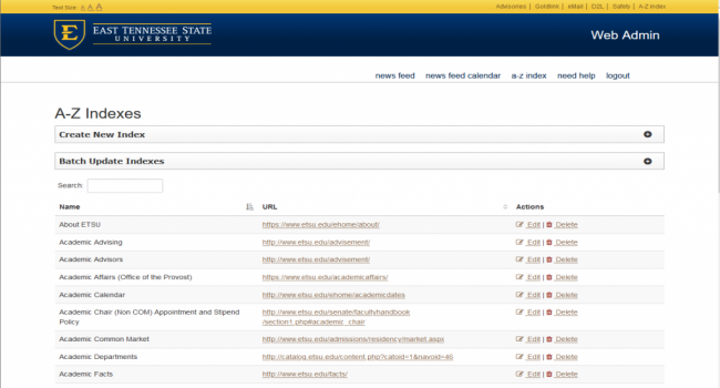 ETSU WebAdmin System